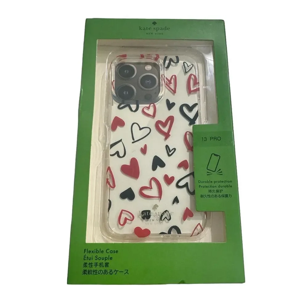 Kate Spade Hearts Clear Resin iPhone 13 Pro Case